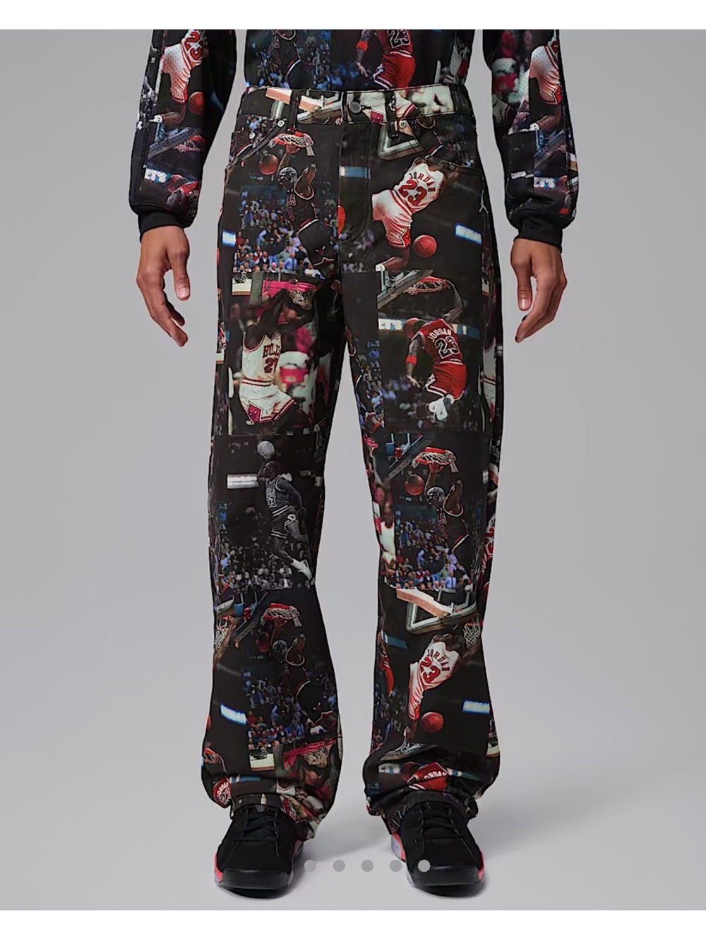 Men's Graphic Cargo Pants - Black with Red Highlights